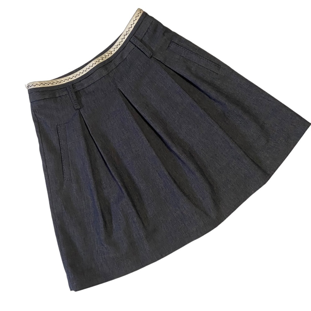 BCBG Maxazria Wool Blend Pleated Skirt Blue